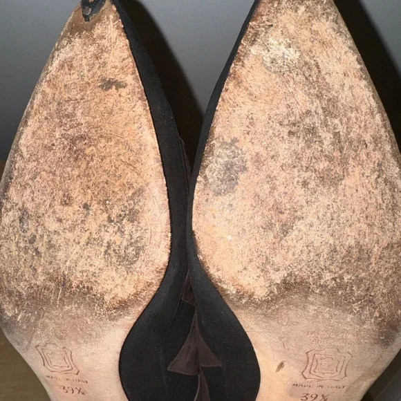 Vintage Manolo Blahnik Kitten Heels Brown and Black Checkered Suede‎ Size 39.5 - Picture 8 of 9